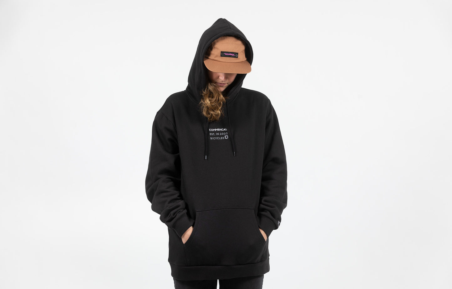 FELPA CON CAPPUCCIO COMMENCAL BICYCLE BLACK - Black crew shop
