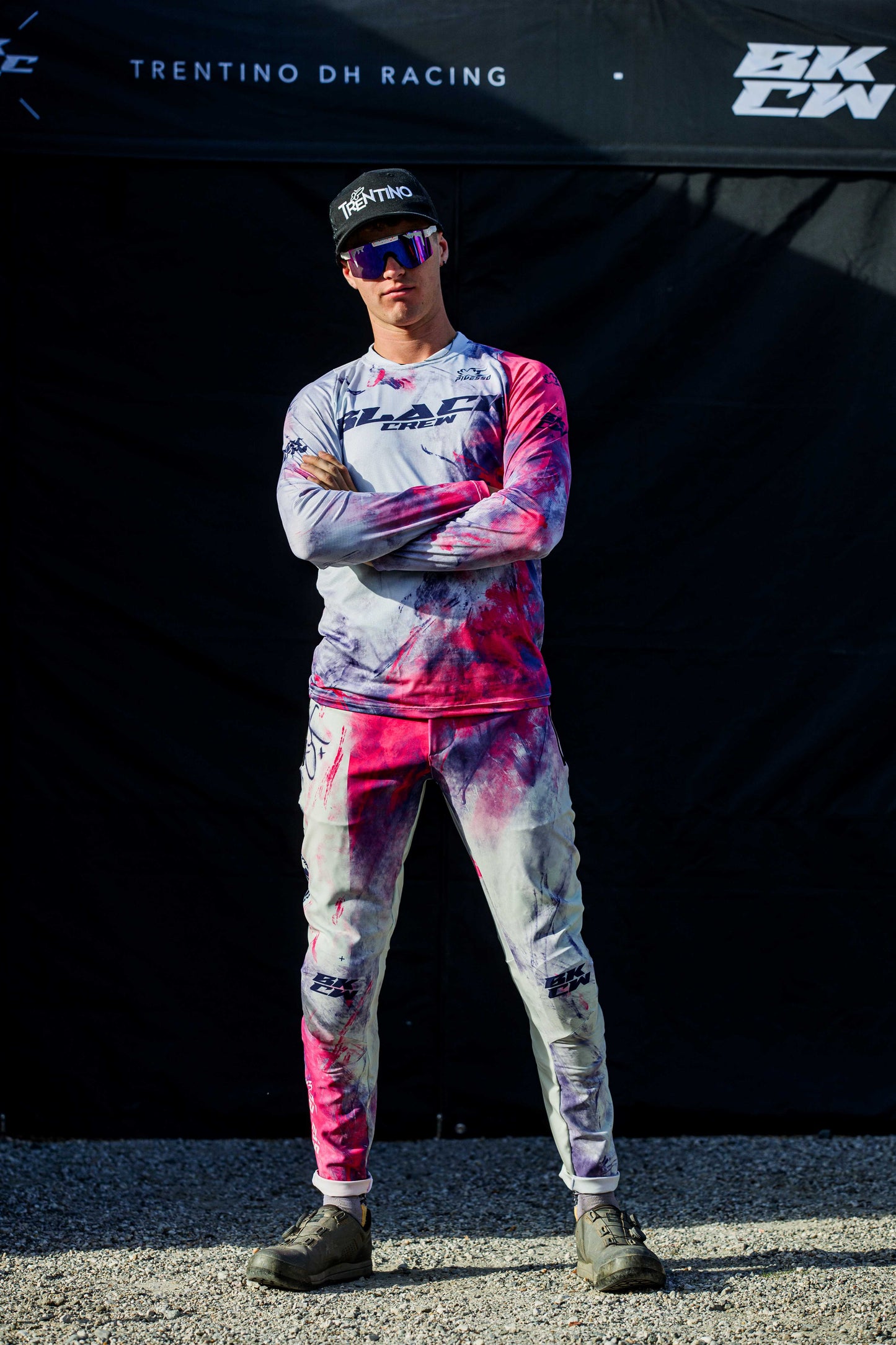 Pantalone Black Crew bianco/rosa