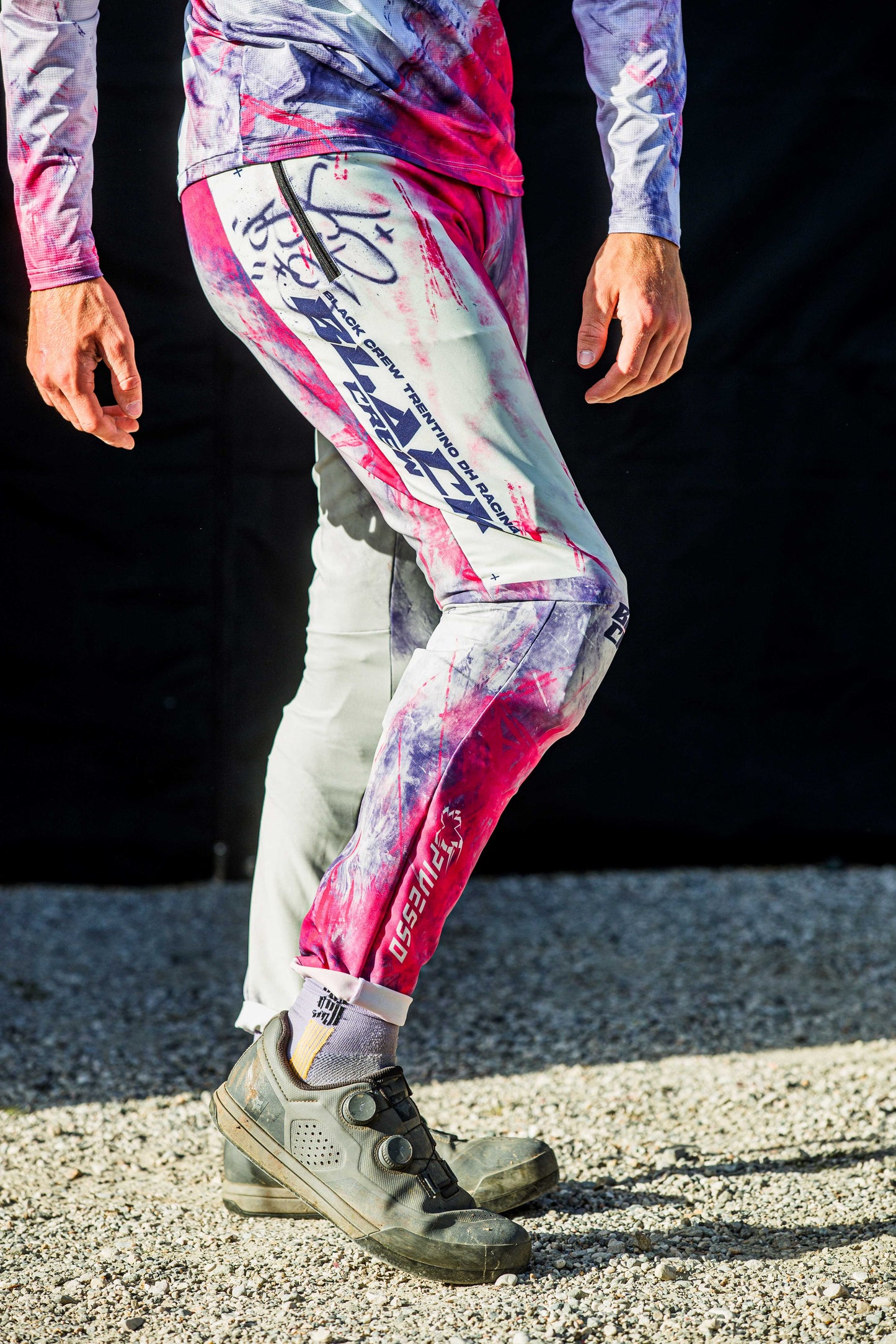 Pantalone Black Crew bianco/rosa